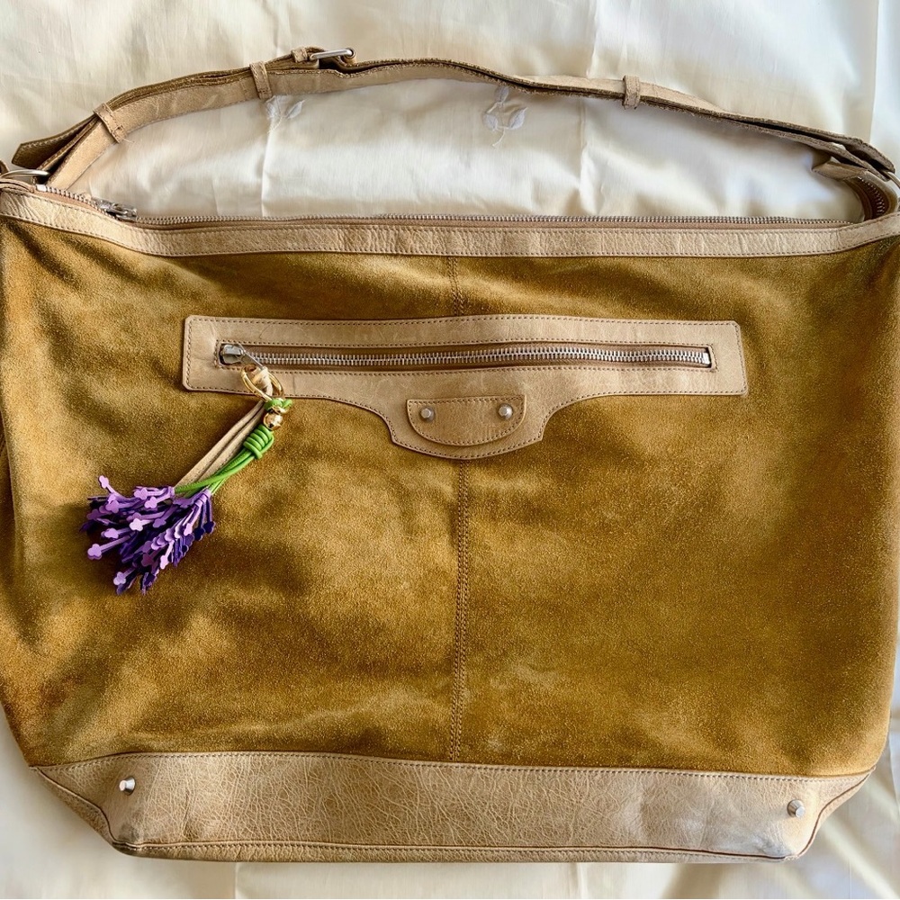 Balenciaga XL Courier Hobo Weekender Bag in Suede AUTHENTIC - Picture 4 of 16